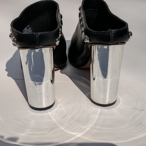 Design Lab Mule Silver Mirror Block Heel Studs - Picture 2 of 8